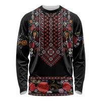 Traditional Romanian Costume - Costum Popular Long Sleeve Shirt Traditional Romanian Motif and Folk Floral Embroidery Style - Wonder Print Shop