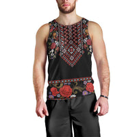 Traditional Romanian Costume - Costum Popular Men Tank Top Traditional Romanian Motif and Folk Floral Embroidery Style - Wonder Print Shop