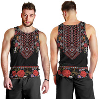 Traditional Romanian Costume - Costum Popular Men Tank Top Traditional Romanian Motif and Folk Floral Embroidery Style - Wonder Print Shop