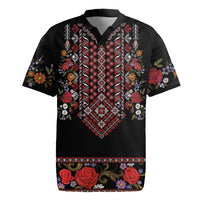 Traditional Romanian Costume - Costum Popular Rugby Jersey Traditional Romanian Motif and Folk Floral Embroidery Style - Wonder Print Shop