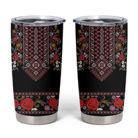 Traditional Romanian Costume - Costum Popular Tumbler Cup Traditional Romanian Motif and Folk Floral Embroidery Style - Wonder Print Shop