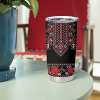 Traditional Romanian Costume - Costum Popular Tumbler Cup Traditional Romanian Motif and Folk Floral Embroidery Style - Wonder Print Shop