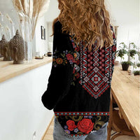 Traditional Romanian Costume - Costum Popular Women Casual Shirt Traditional Romanian Motif and Folk Floral Embroidery Style - Wonder Print Shop