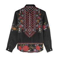 Traditional Romanian Costume - Costum Popular Women Casual Shirt Traditional Romanian Motif and Folk Floral Embroidery Style - Wonder Print Shop