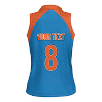 Custom India Cricket Mix Paisley Pattern Women Sleeveless Polo Shirt - Wonder Print Shop