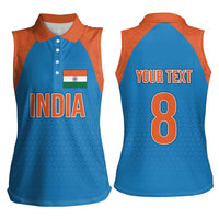 Custom India Cricket Mix Paisley Pattern Women Sleeveless Polo Shirt - Wonder Print Shop