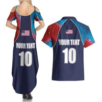 Custom USA Cricket Couples Matching Summer Maxi Dress and Hawaiian Shirt With Flag Style - Wonder Print Shop