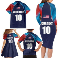 Custom USA Cricket Family Matching Long Sleeve Bodycon Dress and Hawaiian Shirt With Flag Style - Wonder Print Shop