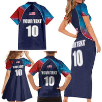 Custom USA Cricket Family Matching Short Sleeve Bodycon Dress and Hawaiian Shirt With Flag Style - Wonder Print Shop