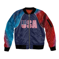 Custom USA Cricket Sleeve Zip Bomber Jacket With Flag Style - Wonder Print Shop