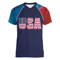 Custom USA Cricket Women V-Neck T-Shirt With Flag Style - Wonder Print Shop