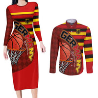 Basketball Fan Jersey Germany Couples Matching Long Sleeve Bodycon Dress and Long Sleeve Button Shirt Die Mannschaft 2025 - Wonder Print Shop