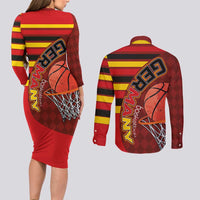 Basketball Fan Jersey Germany Couples Matching Long Sleeve Bodycon Dress and Long Sleeve Button Shirt Die Mannschaft 2025 - Wonder Print Shop