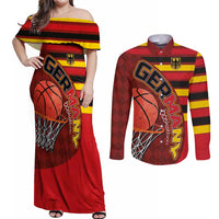 Basketball Fan Jersey Germany Couples Matching Off Shoulder Maxi Dress and Long Sleeve Button Shirt Die Mannschaft 2025 - Wonder Print Shop