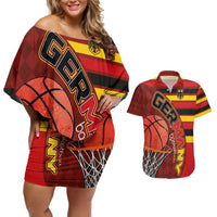 Basketball Fan Jersey Germany Couples Matching Off Shoulder Short Dress and Hawaiian Shirt Die Mannschaft 2025 - Wonder Print Shop