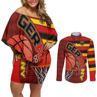 Basketball Fan Jersey Germany Couples Matching Off Shoulder Short Dress and Long Sleeve Button Shirt Die Mannschaft 2025 - Wonder Print Shop