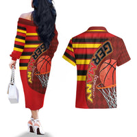 Basketball Fan Jersey Germany Couples Matching Off The Shoulder Long Sleeve Dress and Hawaiian Shirt Die Mannschaft 2025 - Wonder Print Shop