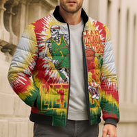 Custom Lithuania Basketball Bomber Puffer Jacket Champions Skeleton of The Baltic Tie Dye Style - Wonder Print Shop