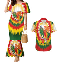 Custom Lithuania Basketball Couples Matching Mermaid Dress and Hawaiian Shirt Champions Skeleton of The Baltic Tie Dye Style - Wonder Print Shop