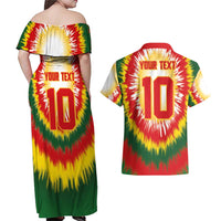 Custom Lithuania Basketball Couples Matching Off Shoulder Maxi Dress and Hawaiian Shirt Champions Skeleton of The Baltic Tie Dye Style - Wonder Print Shop