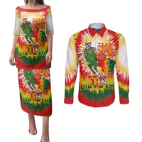 Custom Lithuania Basketball Couples Matching Puletasi and Long Sleeve Button Shirt Champions Skeleton of The Baltic Tie Dye Style - Wonder Print Shop