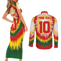 Custom Lithuania Basketball Couples Matching Short Sleeve Bodycon Dress and Long Sleeve Button Shirt Champions Skeleton of The Baltic Tie Dye Style - Wonder Print Shop