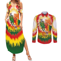 Custom Lithuania Basketball Couples Matching Summer Maxi Dress and Long Sleeve Button Shirt Champions Skeleton of The Baltic Tie Dye Style - Wonder Print Shop