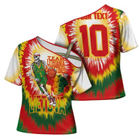 Custom Lithuania Basketball Cross Shoulder Shirt Champions Skeleton of The Baltic Tie Dye Style - Wonder Print Shop