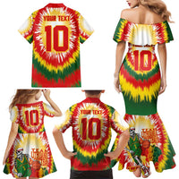 Custom Lithuania Basketball Family Matching Mermaid Dress and Hawaiian Shirt Champions Skeleton of The Baltic Tie Dye Style - Wonder Print Shop
