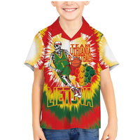Custom Lithuania Basketball Family Matching Mermaid Dress and Hawaiian Shirt Champions Skeleton of The Baltic Tie Dye Style - Wonder Print Shop
