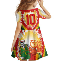 Custom Lithuania Basketball Family Matching Off The Shoulder Long Sleeve Dress and Hawaiian Shirt Champions Skeleton of The Baltic Tie Dye Style - Wonder Print Shop