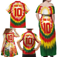 Custom Lithuania Basketball Family Matching Off Shoulder Maxi Dress and Hawaiian Shirt Champions Skeleton of The Baltic Tie Dye Style - Wonder Print Shop