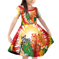 Custom Lithuania Basketball Family Matching Off Shoulder Short Dress and Hawaiian Shirt Champions Skeleton of The Baltic Tie Dye Style - Wonder Print Shop
