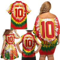 Custom Lithuania Basketball Family Matching Off Shoulder Short Dress and Hawaiian Shirt Champions Skeleton of The Baltic Tie Dye Style - Wonder Print Shop