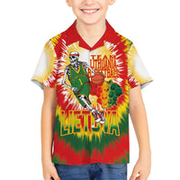 Custom Lithuania Basketball Family Matching Puletasi and Hawaiian Shirt Champions Skeleton of The Baltic Tie Dye Style - Wonder Print Shop