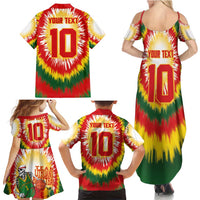 Custom Lithuania Basketball Family Matching Summer Maxi Dress and Hawaiian Shirt Champions Skeleton of The Baltic Tie Dye Style - Wonder Print Shop