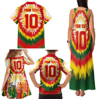 Custom Lithuania Basketball Family Matching Tank Maxi Dress and Hawaiian Shirt Champions Skeleton of The Baltic Tie Dye Style - Wonder Print Shop