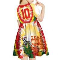 Custom Lithuania Basketball Kid Short Sleeve Dress Champions Skeleton of The Baltic Tie Dye Style - Wonder Print Shop
