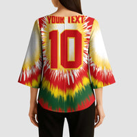 Custom Lithuania Basketball Kimono Sleeve Blouse Champions Skeleton of The Baltic Tie Dye Style - Wonder Print Shop