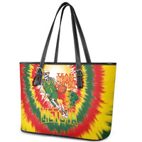 Lithuania Basketball Leather Tote Bag Champions Skeleton of The Baltic Tie Dye Style - Wonder Print Shop