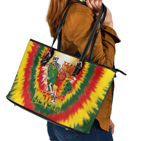 Lithuania Basketball Leather Tote Bag Champions Skeleton of The Baltic Tie Dye Style - Wonder Print Shop