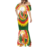 Custom Lithuania Basketball Mermaid Dress Champions Skeleton of The Baltic Tie Dye Style - Wonder Print Shop