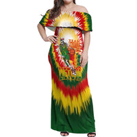 Custom Lithuania Basketball Off Shoulder Maxi Dress Champions Skeleton of The Baltic Tie Dye Style - Wonder Print Shop