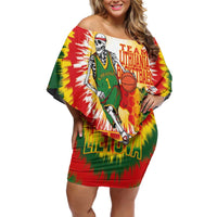 Custom Lithuania Basketball Off Shoulder Short Dress Champions Skeleton of The Baltic Tie Dye Style - Wonder Print Shop
