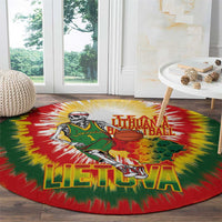 Lithuania Basketball Round Carpet Champions Skeleton of The Baltic Tie Dye Style - Wonder Print Shop