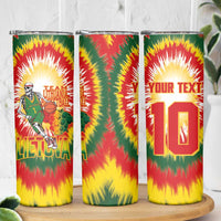 Custom Lithuania Basketball Skinny Tumbler Champions Skeleton of The Baltic Tie Dye Style - Wonder Print Shop