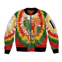 Custom Lithuania Basketball Sleeve Zip Bomber Jacket Champions Skeleton of The Baltic Tie Dye Style - Wonder Print Shop