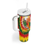 Custom Lithuania Basketball Tumbler With Handle Champions Skeleton of The Baltic Tie Dye Style - Wonder Print Shop