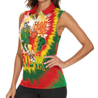 Custom Lithuania Basketball Women Sleeveless Polo Shirt Champions Skeleton of The Baltic Tie Dye Style - Wonder Print Shop