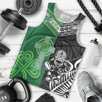 New Zealand And Ireland Rugby Custom Men Tank Top Maori Tiki With Shamrock